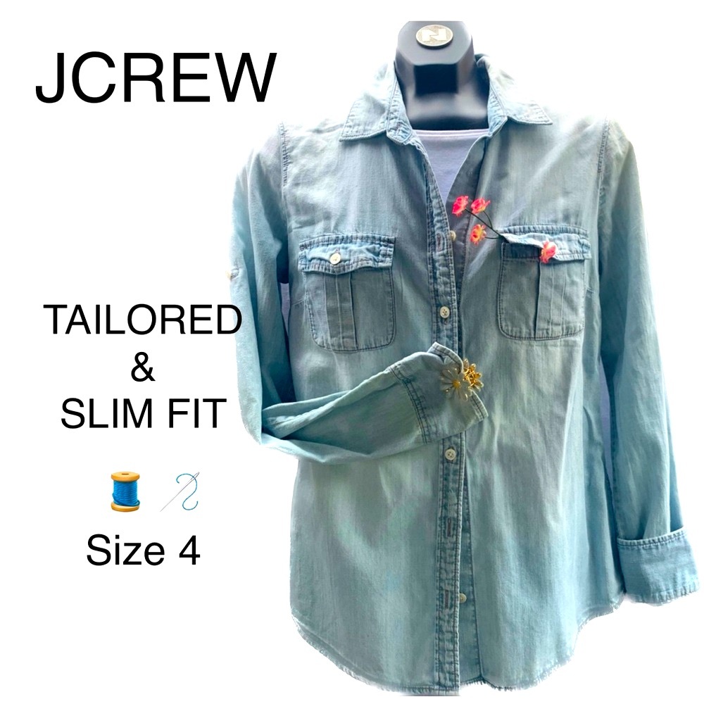 ⭐️ JCREW ⭐️ Premium Denim Button-Up Shirt, EUC